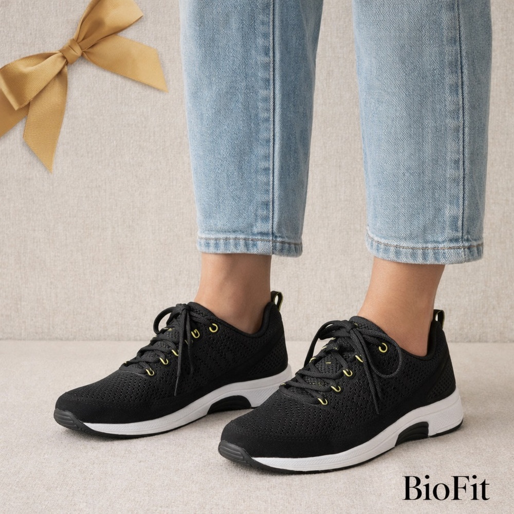 Bio Fit Sneakers Size 7.5 W Black Yellow